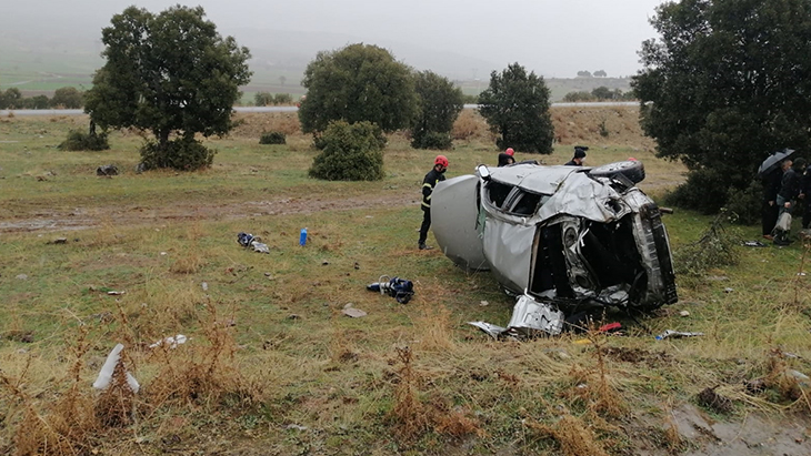 Kahramanmaraş’taki kazada otomobil takla attı