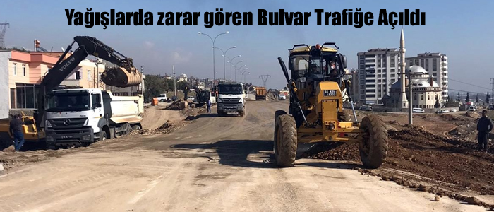 Yağışlarda zarar gören Bulvar Trafiğe Açıldı