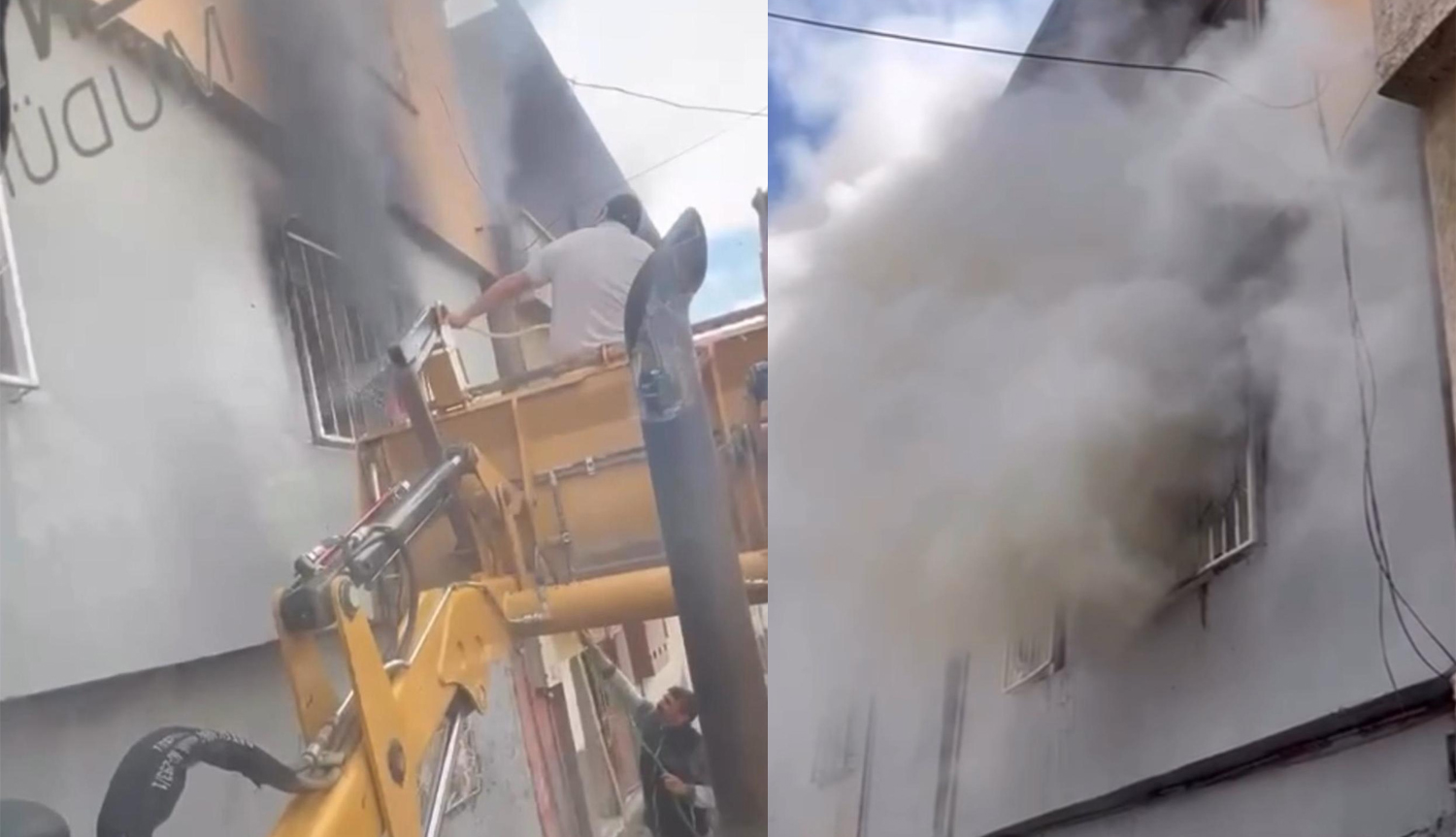 Onikişubat Belediyesi personelinden ev yangınına örnek müdahale