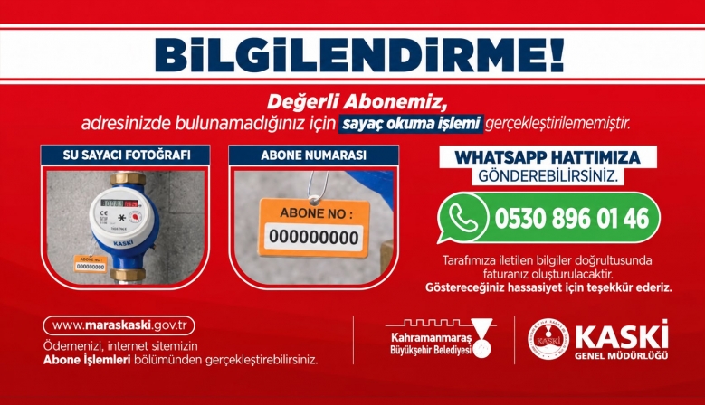 Sayaç Okuma İşlemlerinin Sağlıklı Yürütülmesi İçin Abonelerimize Önemli Hatırlatma